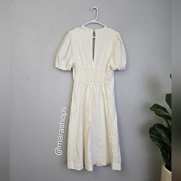 Maeve Puff-Sleeve Corset Linen Midi Dress - Picture 6 of 7